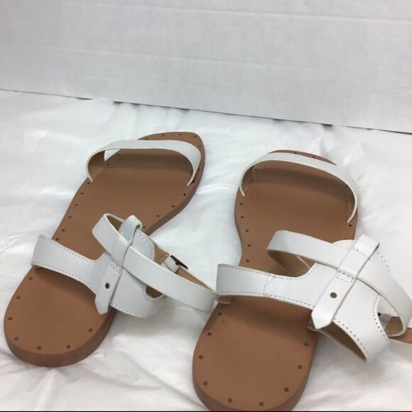 Banana Republic White Stud Detail Flat Sandals Size 10 - Picture 2 of 4